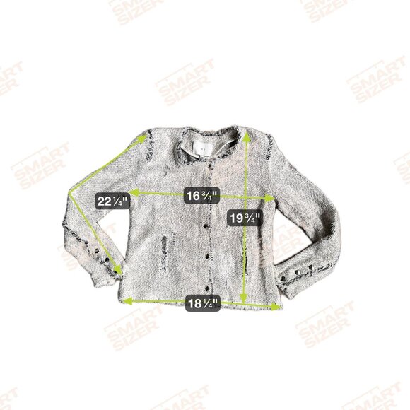 IRO Agnette Tweed Jacket Distressed Boucle Long Sleeve Women 38 Zip Chambray - Picture 2 of 8